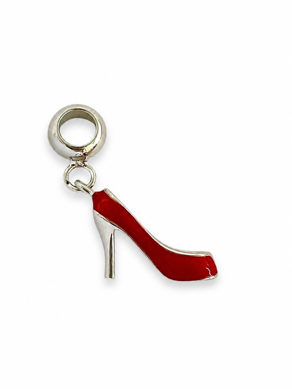 2/$18 Silver Stiletto Red High Heel Dangle Charm - Picture 4 of 5